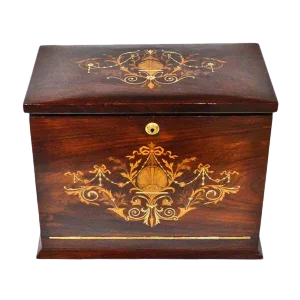 Late 19th Century Vintage English Rosewood Inlaid Traveling Desk