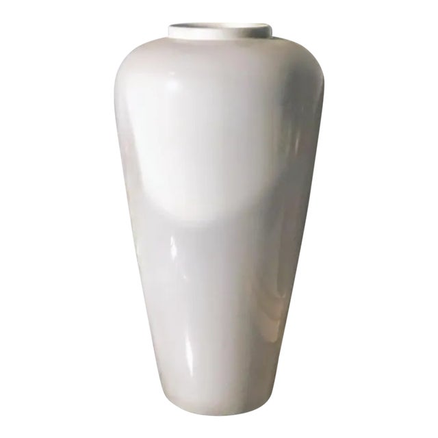 80's White Tall Floor Vase/Vessel For Sale