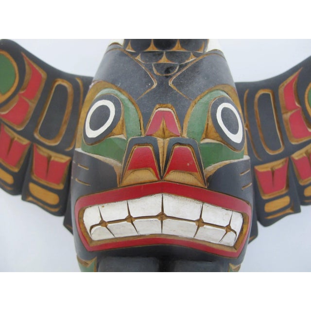 Wood Jimmy Joseph Kwakiutl Eagle Carved Wood Totem Pole Bc Native Sculpture For Sale - Image 7 of 18