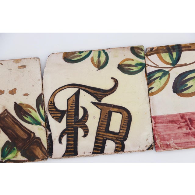 Olive 18th Century Set of Three Baroque Tiles, Portuguese For Sale - Image 8 of 14