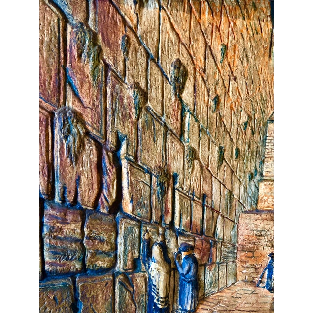 Manobla, Vintage Jerusalem Western Wall Relief Sculpture Model Diorama Painting Judaica, c.1950's For Sale - Image 11 of 13