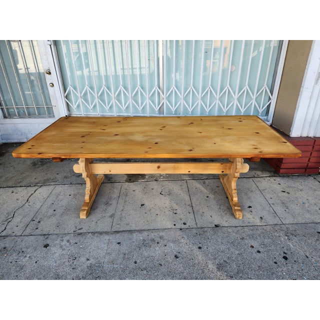 Copper Rustic Solid Pine Dining Table For Sale - Image 8 of 12