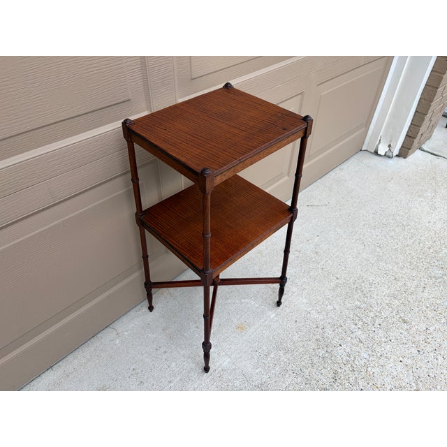 Early 20th Century Berkey & Gay Mahogany Faux Bamboo Two-Tier Side Table For Sale In South Bend - Image 6 of 14