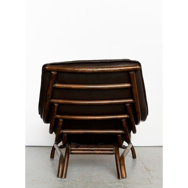 1970s Set of Bamboo and Leather Lounge Chair and Ottoman, 1970s For Sale - Image 5 of 18