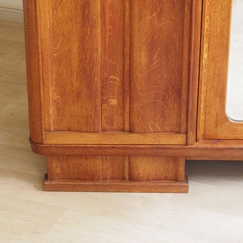 1930s Vintage Art Deco Three-Door Wardrobe with Mirrored Door, 1930s For Sale - Image 5 of 18