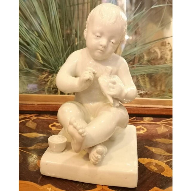 Ceramic White Porcelain Baby Figurine after Pigalle from Capodimonte, 1800s For Sale - Image 7 of 9