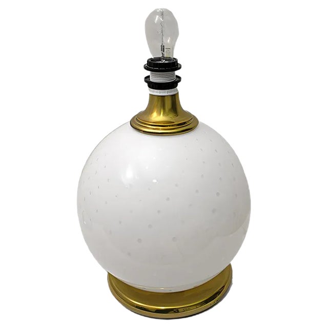 Mid-Century Brass and Murano Glass Table Lamp, 1970s For Sale