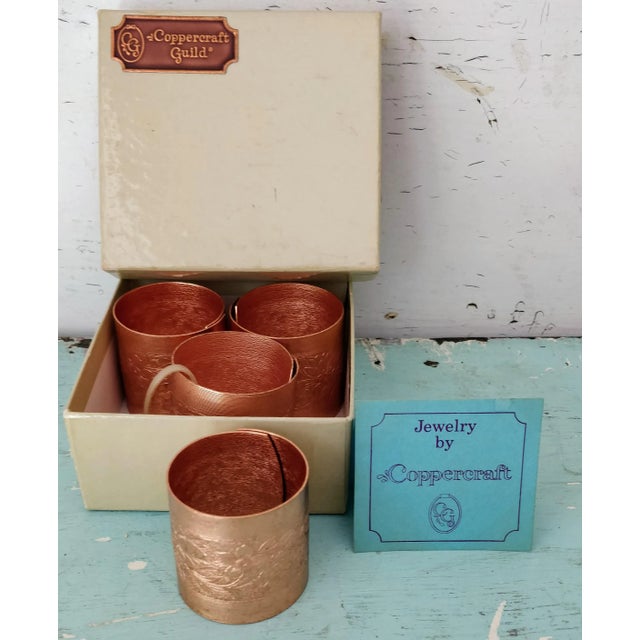 Late 20th Century Vintage CopperCraft Nos Copper Napkin Rings Set of Four For Sale - Image 5 of 10