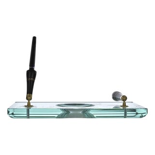 Vintage Glass Writing Desk Set, Italy, 1970s, Set of 3 For Sale