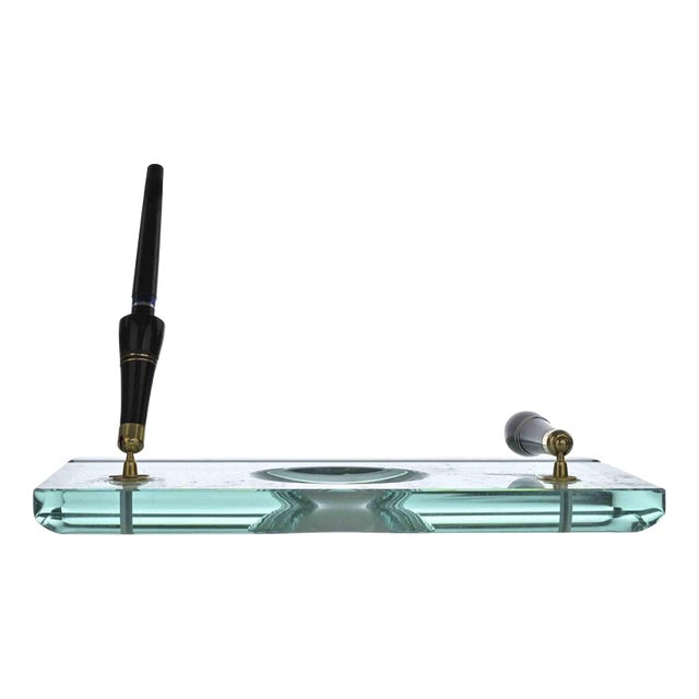 Vintage Glass Writing Desk Set, Italy, 1970s, Set of 3 For Sale