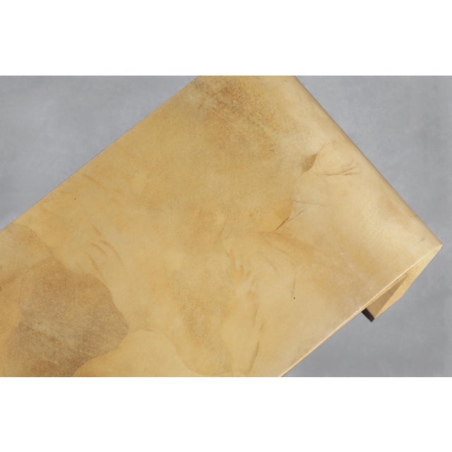 Italian Goatskin Parchment “Waterfall” Console Table Attributed to Aldo Tura For Sale - Image 13 of 13