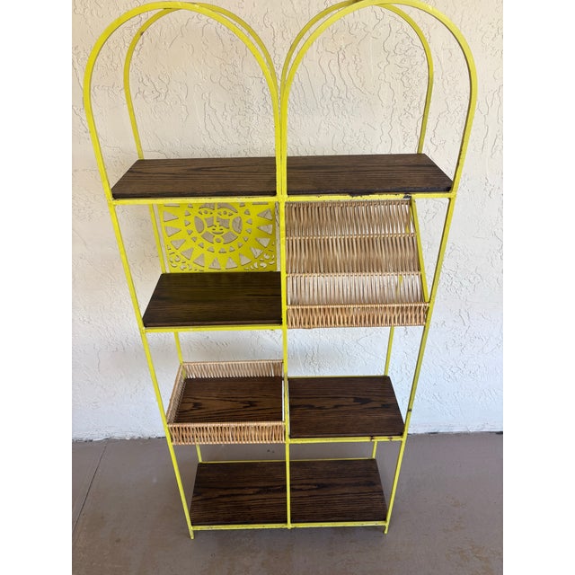 1960s Vintage 1960s Arthur Umanoff Iron Oak Étagère Room Divider Shelving Unit, Attributed For Sale - Image 5 of 9