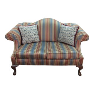 Ethan Allen Chippendale Style Settee With Throw Pillows For Sale