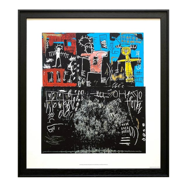 Jean Michel Basquiat Estate Framed Fine Art Lithograph Print " Black Tar and Feathers " 1982 For Sale