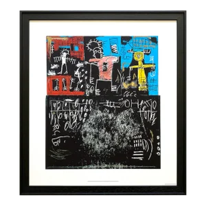 Jean Michel Basquiat Estate Framed Fine Art Lithograph Print " Black Tar and Feathers " 1982