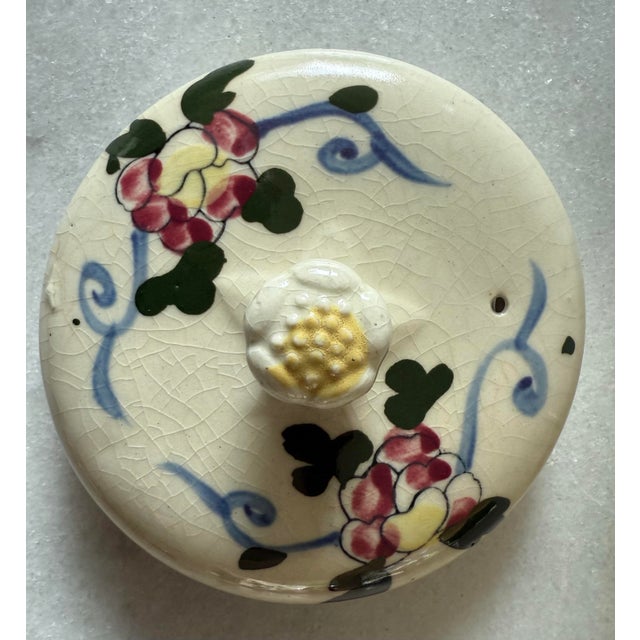 Cream Vintage Japanese Hand Painted Teapot For Sale - Image 8 of 11