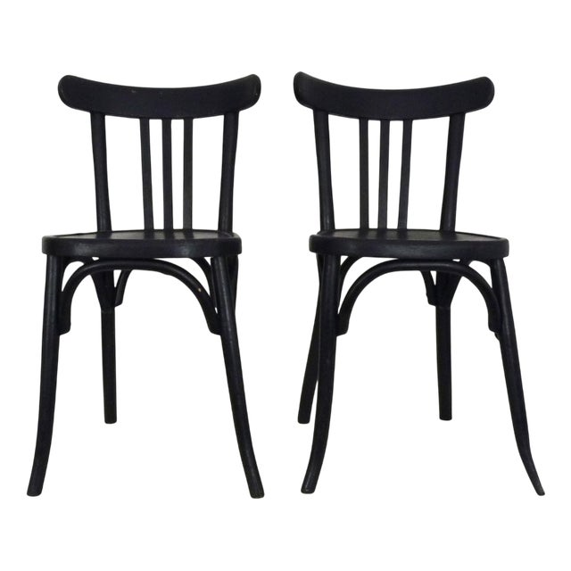 Set of Vintage Scandinavian Wooden Bistro Chairs, 1950s For Sale