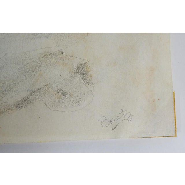 Mid 20th century pencil on paper abstract drawing by Naomi Boretz (1935–2023) American. Signed lower right corner....