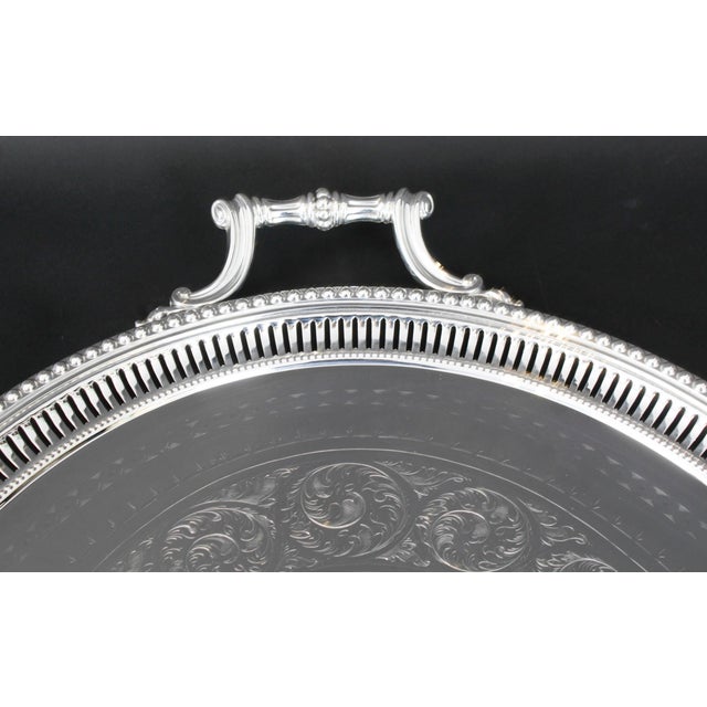 Antique Victorian Oval Silver-Plated Tray, 1880s For Sale - Image 12 of 15