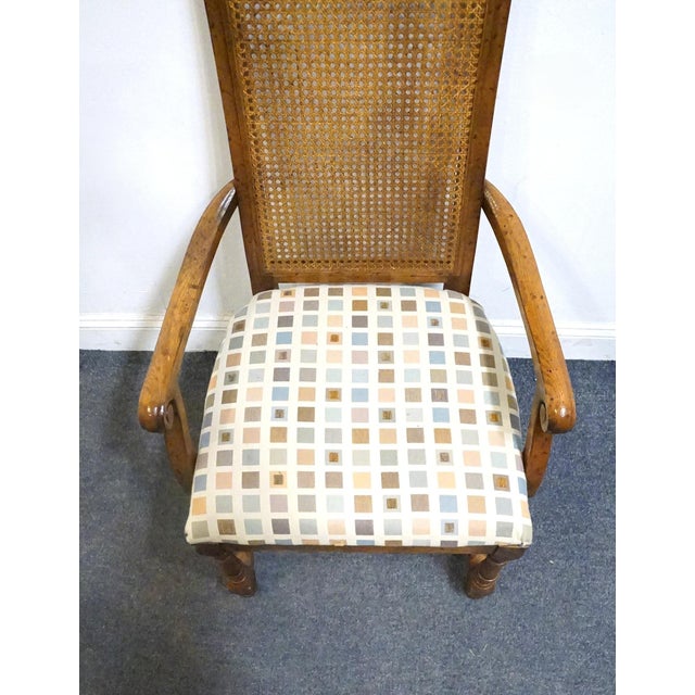Brown Drexel Furniture Bishopsgate Collection Solid Walnut English Tudor Style Cane Back Dining Arm Chair For Sale - Image 8 of 9