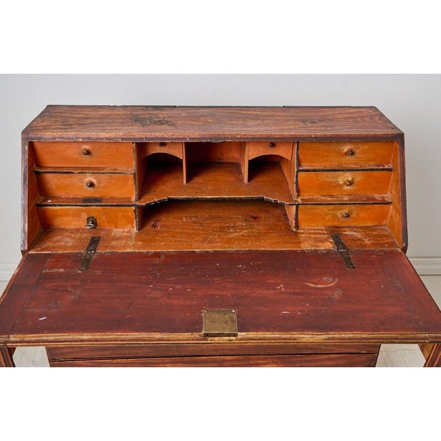 Wood Antique Swedish Secretary Desk with Drawers in Pine, 1820 For Sale - Image 7 of 13