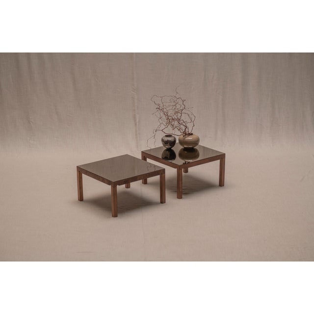 Brown Mid-Century Modern Side Tables with Smoked Mirror Tops, 1970s, Set of 2 For Sale - Image 8 of 17