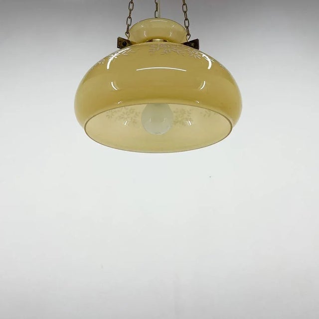 Glass & Brass Pendant Light, 1950s For Sale - Image 6 of 10