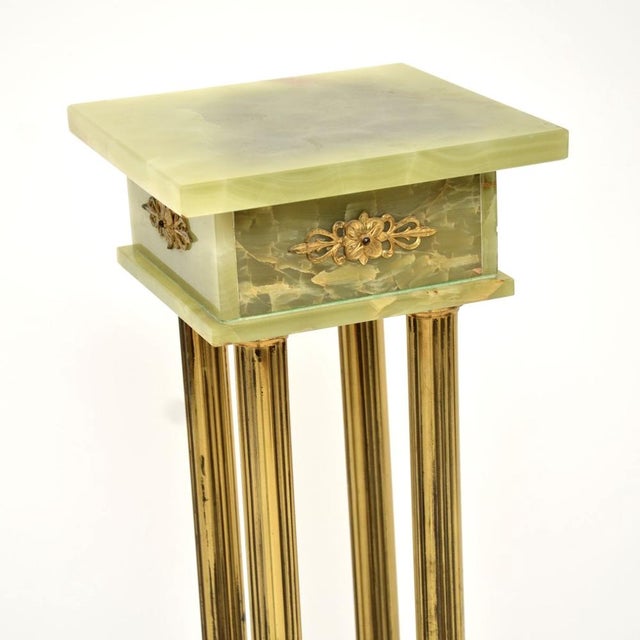 Antique French Onyx and Brass Plant Stand Column, 1900s For Sale - Image 4 of 11