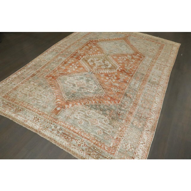 Apricot Tribal Persian Shiraz Rug rug no.j4160 For Sale - Image 9 of 10