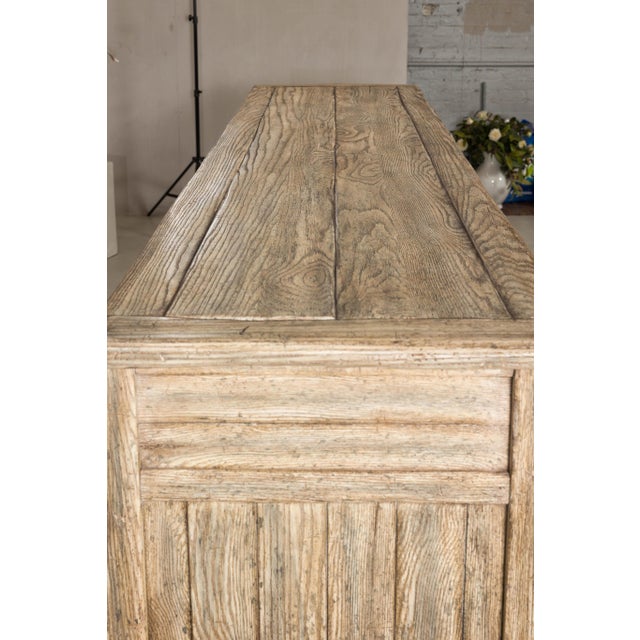 Cream Large Rustic Bleached Wood Six-Door Sideboard Media Cabinet For Sale - Image 8 of 18