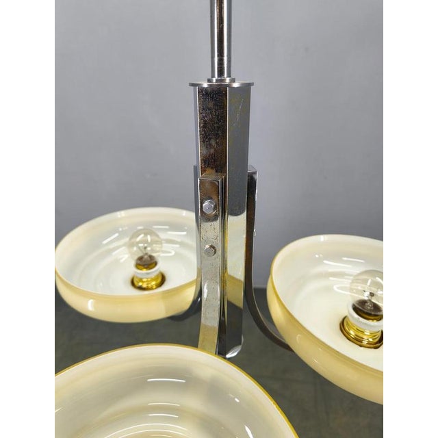 Metal Art Deco Chandelier with Champagne Glass Shades, Former Czechoslovakia, 1930s For Sale - Image 7 of 13