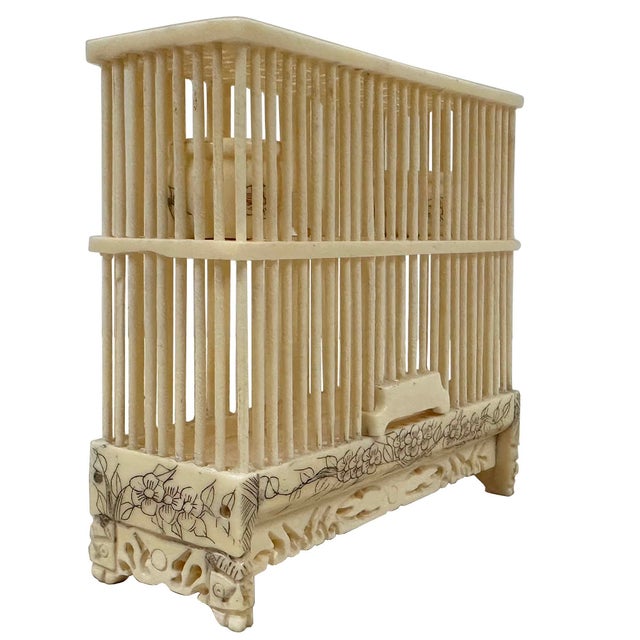 Bone Mid-20th Century Chinese Bone Carved Cricket Cage. For Sale - Image 7 of 10
