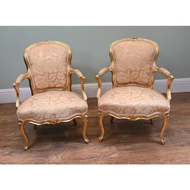 Louis XV French Gilt Armchairs, Set of 2 For Sale - Image 9 of 9