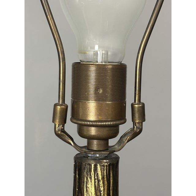 Mid-Century Pencil Reed Rattan Bamboo and Brass Table Lamp, 1970s For Sale - Image 16 of 17