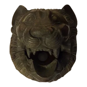 Large Antique 19th Century Grand Tour French Empire Bronze Lion Mask Door Mount or Fountain Head