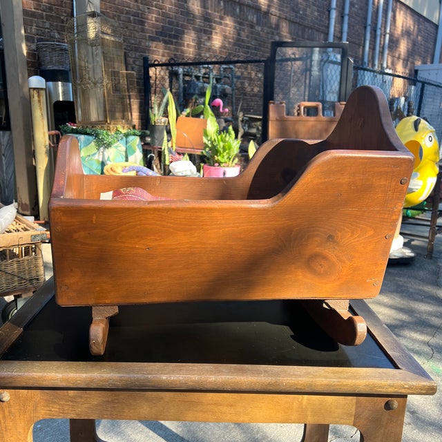 Up for consideration is a vintage country-core wooden baby doll cradle. This is such a cute find that would be a great...