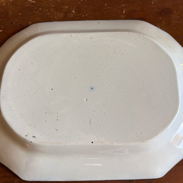 Blue Antique Gaudy Welsh Crescent Pinwheel Flow Blue Large Platter, Circa 1840s For Sale - Image 8 of 12