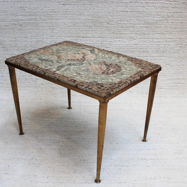 Brown Vintage Low Table with Italian Style Mosaic Top, 1950s For Sale - Image 8 of 18