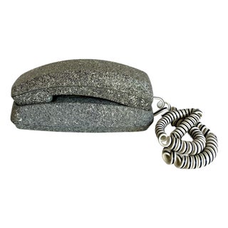 1980s Postmodern Memphis Rock Phone 2 Faux Granite Desk Telephone For Sale
