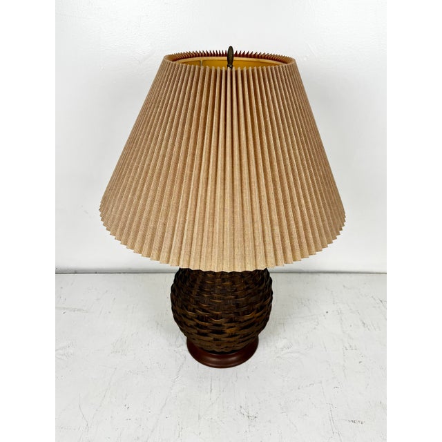 Mid Century Basket Wrapped Bottle Lamp For Sale In Tampa - Image 6 of 11