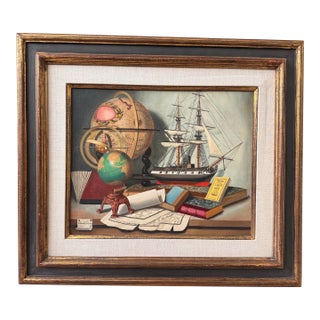 1960s Charles Cerny (1892-1965) Grand Nautical Still Life Oil Painting - Framed For Sale
