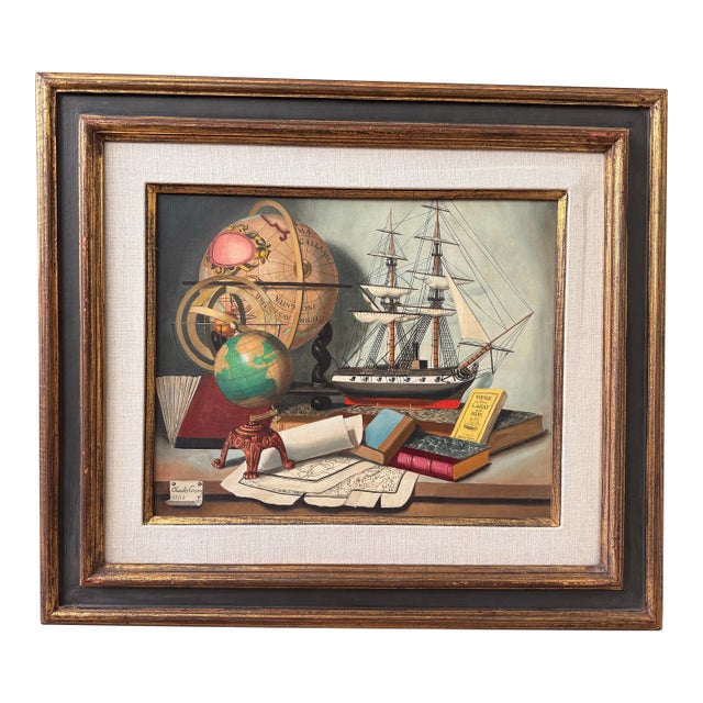 1960s Charles Cerny (1892-1965) Grand Nautical Still Life Oil Painting - Framed For Sale