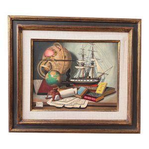 1960s Charles Cerny (1892-1965) Grand Nautical Still Life Oil Painting - Framed