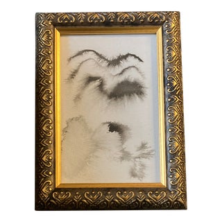 Contemporary Original Abstract Small Ink Painting Tabletop Frame For Sale