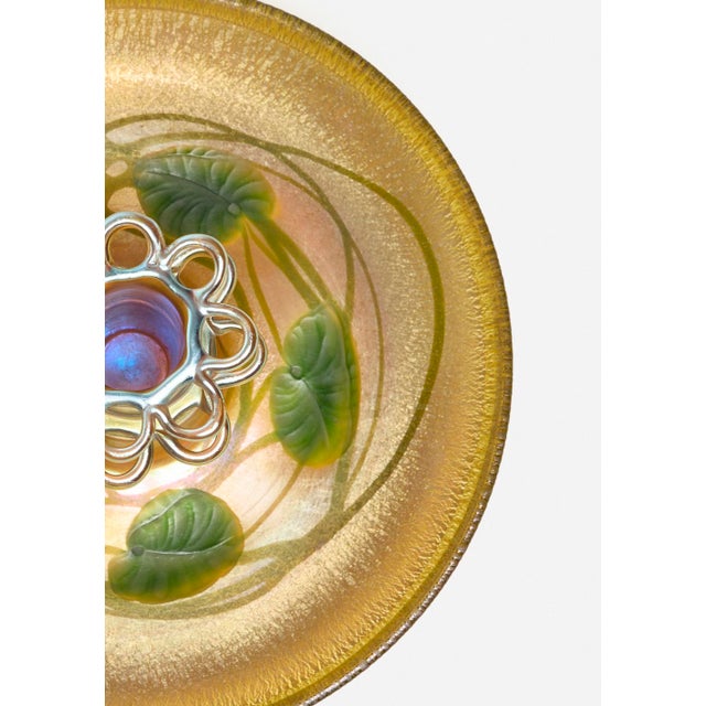 Tiffany Studios Tiffany Studios “Leaf and Vine” Favrile Glass Vase / Centerpiece Bowl For Sale - Image 4 of 9