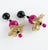 Contemporary Angela Caputi Fuchsia and Gold Dust Resin Dangle Flamenco Floral Clip Earrings For Sale - Image 3 of 8