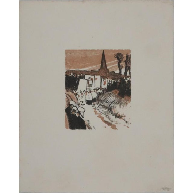 Mathurin MEHEUT (1882-1958) Brittany, The Procession, 1937 Original wood engraving Signed with the artist's monogram On...