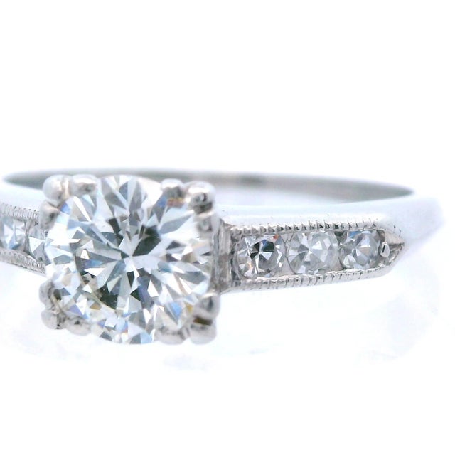 1930s 1930s Platinum Art Deco Diamond Engagement Ring, Size 4.5 For Sale - Image 5 of 10