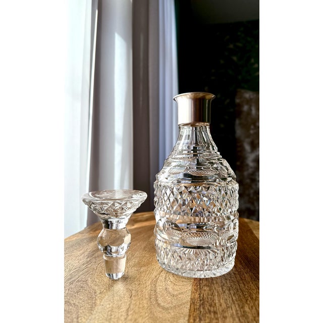 Metal Harlequin Cut Anglo-Irish Crystal Decanters with Sterling Silver Mounts, 1960s, Set of 5 For Sale - Image 7 of 10
