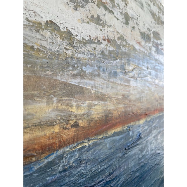 Blue Original Painting, Acrylic and Textural Materials on Wood Panel. For Sale - Image 8 of 12